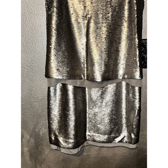 Banana Republic Platinum Sequin Dress Sz 4 Strapy Glam Cocktail Prom New Years - Picture 3 of 13